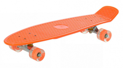 Скейтборд пластиковый PU со светом стойка AL 56х15 см оранжевый