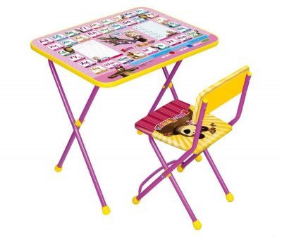 Набор мебели МАША И МЕДВЕДЬ стол +мягкий моющийся стул Азбука3 НИКА