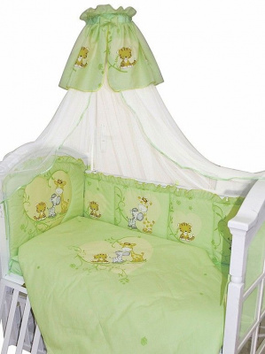 Комплект в кроватку Сафари 7 предметов зеленый Золотой Гусь
