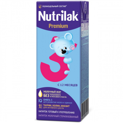 Смесь NUTRILAK Premium 3 молочная готовая стерилизованная 200 мл*