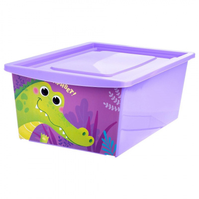 Ящик универсальный для хранения с крышкой объем 30 л фиолетовый Zabiaka