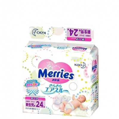 Подгузники Merries для новорожденных 0-5кг 24шт*