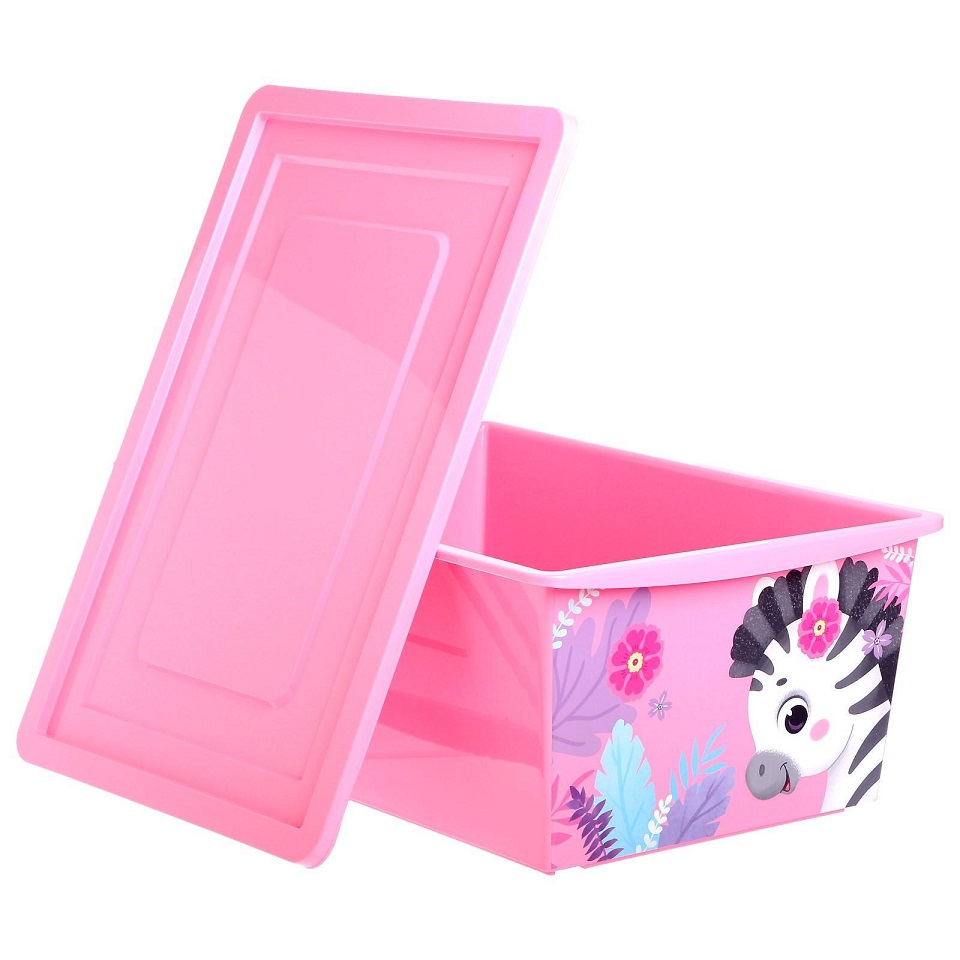 Ящик универсальный для хранения с крышкой объем 30 л розовый Zabiaka