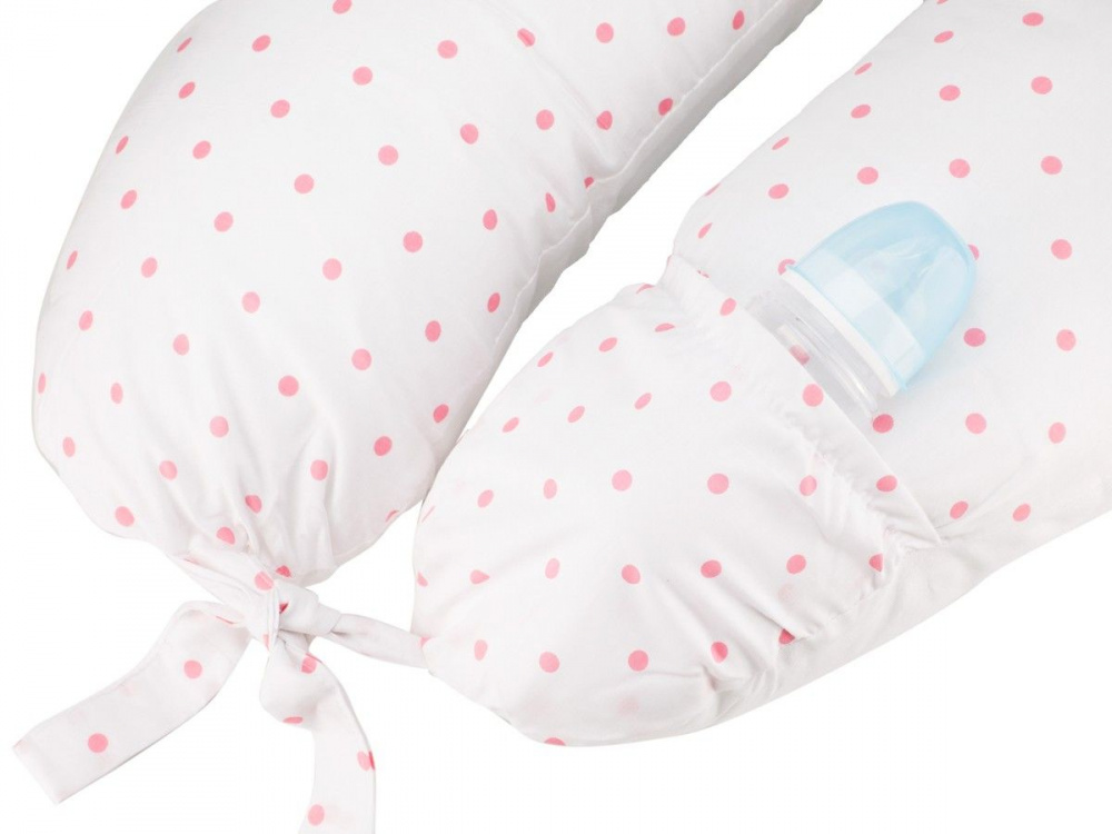 Подушка для беременных Премиум наполнитель холлофайбер+полистирол розовый горох Roxy Kids