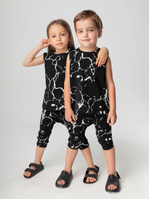 Майка + бриджи Bodo черный/мрамор