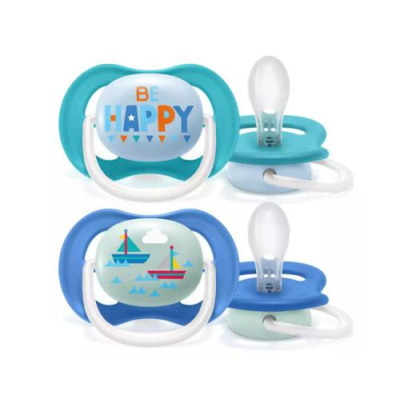 Пустышка силикон Ultra Air Lime/Kiss me Кораблик д/мал 2шт 6м+ AVENT