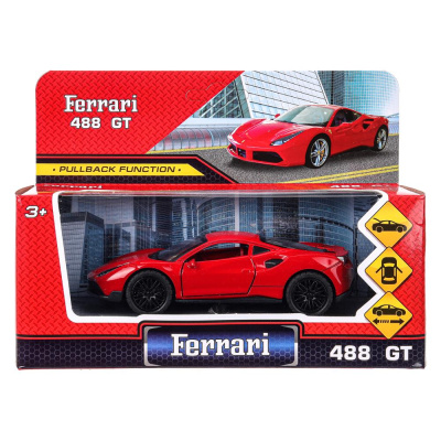 Машина металл ferrary 488 gtb 12 см, двери, багажник, инерция Технопарк 