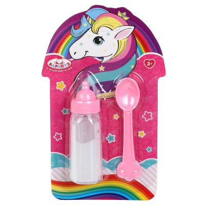 Набор аксессуаров, 2 предмета: бутылочка с наполн., ложка, на блистере КАРАПУЗ 