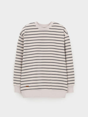 Свитшот для девочки Crockid молочный темно-серый полоска к623