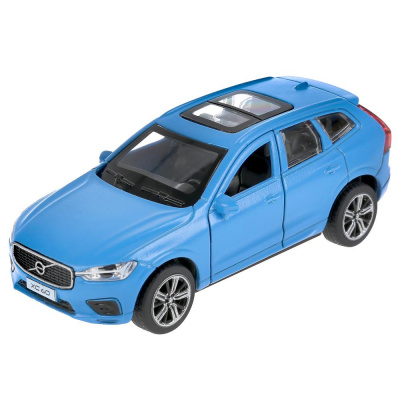 Машина металл VOLVO xc60 r-design матовый синий 12 см, двери, багажник, в коробке, Технопарк