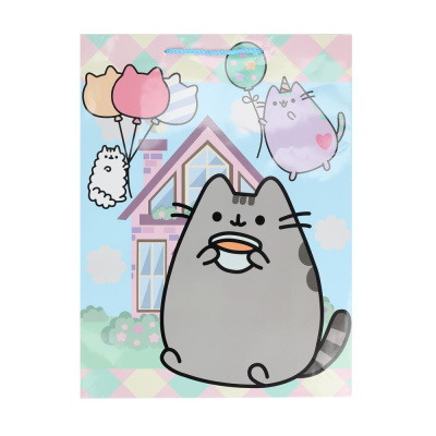 Пакет подарочный глянцевый xl,серый Кот,140 гр/м2 ЧУДО ПРАЗДНИК в кор.5*12шт