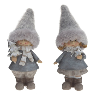 Фигурка декоративная "Девочка/Мальчик", L6 W5 H15 см, 2в.