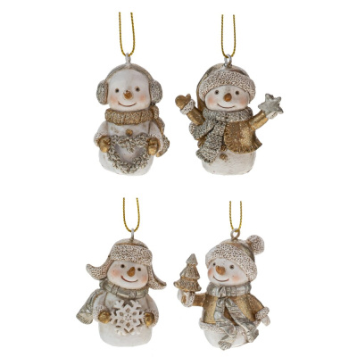 Фигурка декоративная подвесная "Снеговик", L4 W4 H5,5 см, 4в.