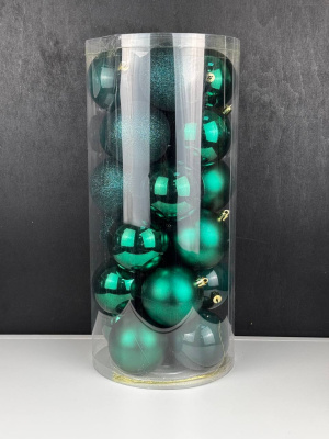 Шары в тубе однотонные 8 см темно-зеленый