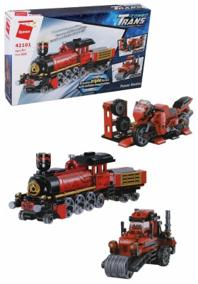 Конструктор "Паровоз" 3в1, 312 деталей, в/к 23,5*20*4,5 см