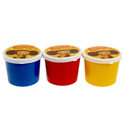 Тесто для лепки в банках Чебурашка 3 цв. по 50 гр. МУЛЬТИ АРТ 