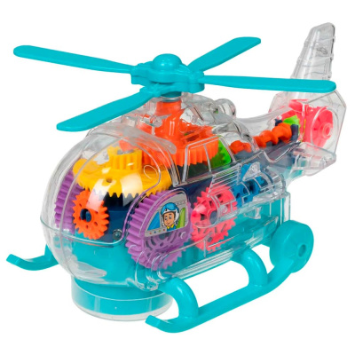 Движок Вертолет с прозрач. с механизмом на батарейках, свет, звук,1TOY 