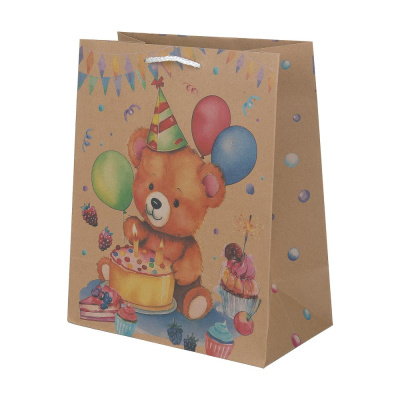 Пакет подарочный крафт l,мишка,140 гр/м2 ЧУДО ПРАЗДНИК в кор.10*12шт