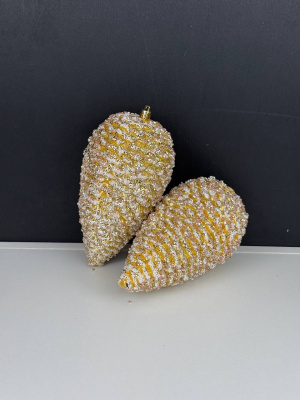 Шишка 16 см золото