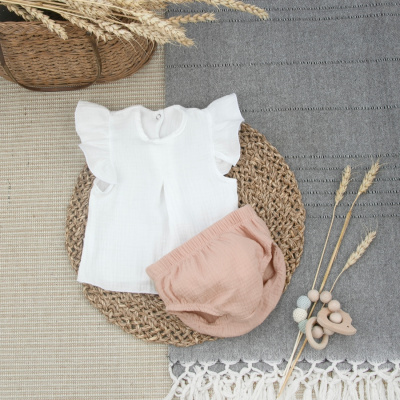 Комплект топ+трусики Муслин KiDi пудра