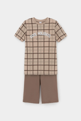 Пижама Crockid темно-бежевый шотландская клетка