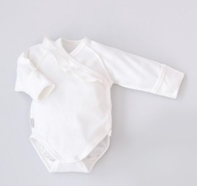 Боди с длинным рукавом с рюшей KiDi Капучино молочный