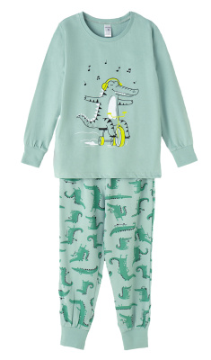 Пижама для мальчика Crockid пыльная мята друзья крокодилы