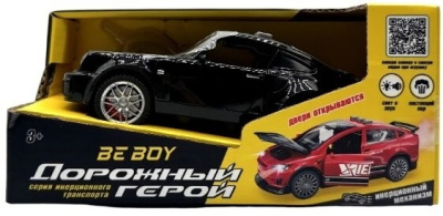 Машинка пластиковая инерционная "BeBoy", резиновые покрышки, двери открываются, свет. и звук. эффект