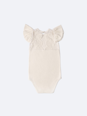 Боди с кружевной спинкой с коротким рукавом MIMILASHIK молоко