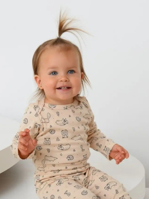 Боди с длинным рукавом Carrot Зверята молочный 