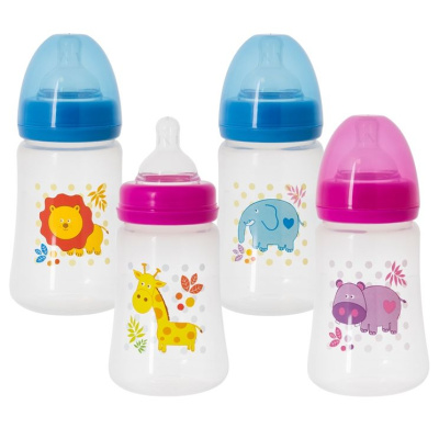 Бутылочка для кормления с широким горлом 250 мл. Курносики