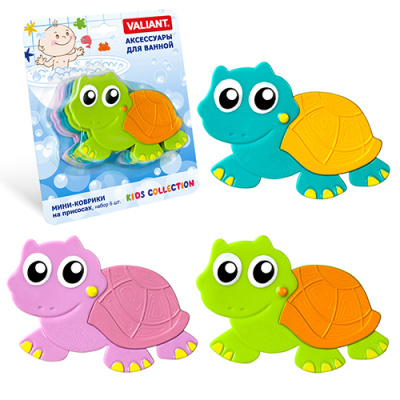 VAL K6-3883 Мини-коврик для ванной комнаты ЧЕРЕПАШОНОК (на присосах), набор 6 шт.