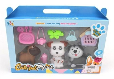 Набор "Зоомагазин", в комплекте: 3 собачки, аксессуары, в/к 31*6*22 см