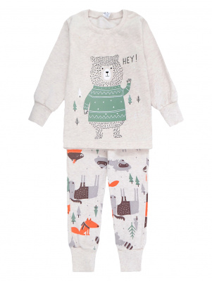 Пижама для мальчика Crockid светло-бежевый+зима в лесу
