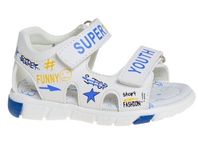 Сандалии для мальчика Сказка белый-голубой