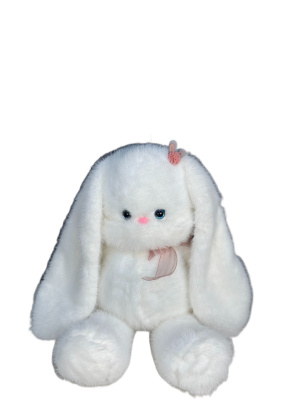 Заяц с заколкой 30 см белый
