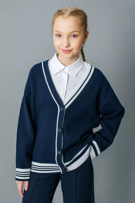 Кардиган для девочки Deloras синий/белый