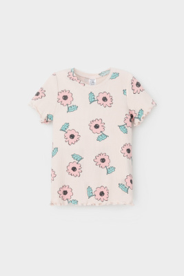 Футболка для девочки Crockid бежевый нежный цветок к549