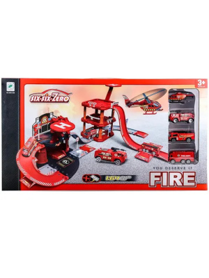 Игровой набор  Двойная парковка: пожарные" 74х48х27 см, 2 и 3 этажа, 3 авто
