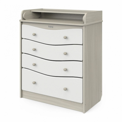 Комод раскладной Сириус Kristoff ПВХ Шариковые направляющие Шимо светлый белый 4 ящ. АТОН 