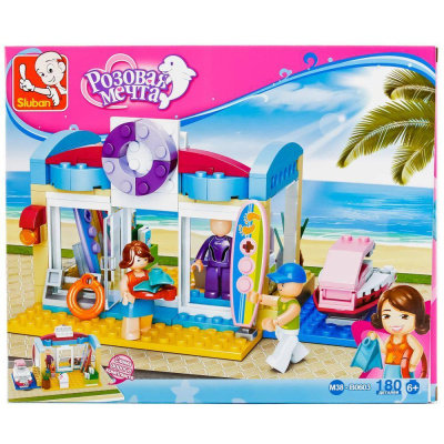 Конструктор Sluban серия Розовая мечта Магазин-прокат пляжных товаров, 180 деталей