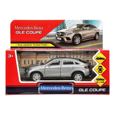 Машина металл MERCEDES-BENZ GLE COUPE длин 12 см, двери, багажн, серый, кор. Технопарк