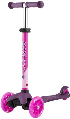 Самокат 3-х колесный Maxiscoo Baby со Светящимися Колесами Фиолетовый