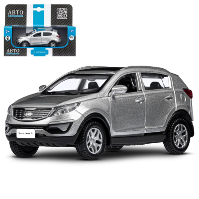 Машинка металлическая, 1:39 KIA SPORTAGE R, серебряный, инерция, откр. двери, 17,5*12,5*6,5 см ТМ "А