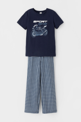 Пижама Crockid мороской синий маленькая клетка