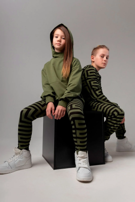 Леггинсы для девочки Bodo черный-хаки