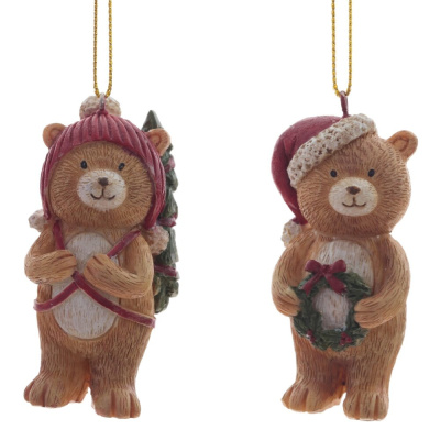 Изделие декоративное подвесное "Медвежонок", L3,5 W3,5 H7 см, 2в.