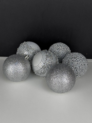 Шар в тубе 8 см серебро