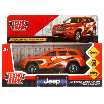Машина металл JEEP GRAND CHEROKEE СПОРТ 12 см, двери, багаж, инерц, кор. Технопарк 