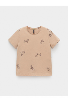 Футболка для девочки Crockid нежный бежевый милые лошадки к567
